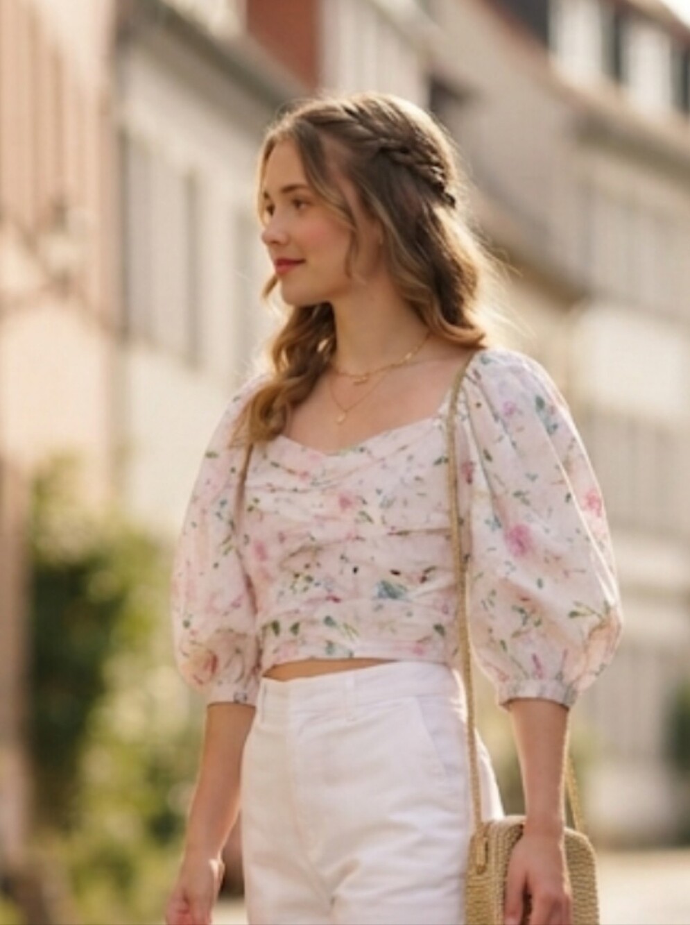 Abercrombie & Fitch Floral Crop Top XS, Puff Sleeves, Cotton Lining NWOT